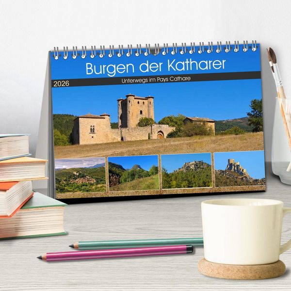 Produktbild: Burgen der Katharer - Unterwegs im Pays Cathare (Tischkalender 2026 DIN A5 quer), CALVENDO Monatskalender