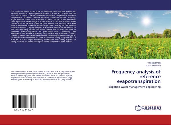 Produktbild: Frequency analysis of reference evapotranspiration