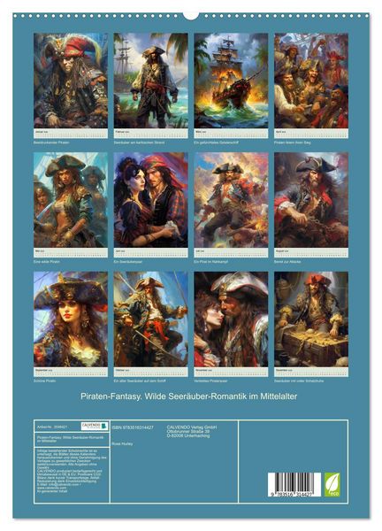 Produktbild: Piraten-Fantasy. Wilde Seer&auml;uber-Romantik im Mittelalter (hochwertiger Premium Wandkalender 2026 DIN A2 hoch), Kunstdruck in Hochglanz