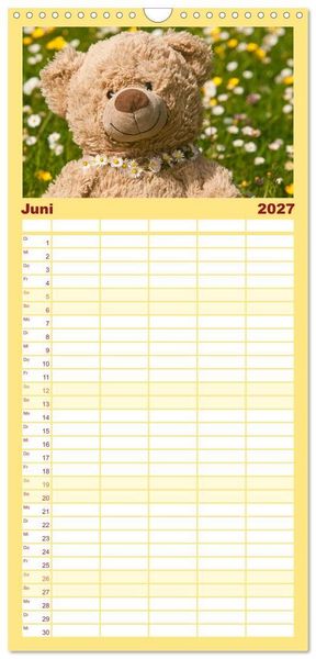 Produktbild: Familienplaner 2027 - Kunterbunte B&auml;renwelt - Teddys mit 5 Spalten (Wandkalender, 21 x 45 cm) CALVENDO