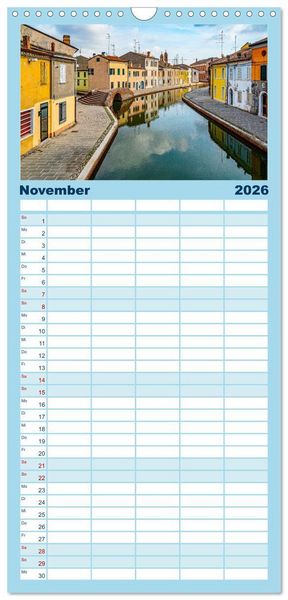 Produktbild: Familienplaner 2026 - ItalienReise Venedig Chioggia Comacchio mit 5 Spalten (Wandkalender, 21 x 45 cm) CALVENDO