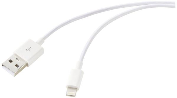 Renkforce USB-Kabel USB 2.0 USB-A Stecker, Apple Lightning Stecker 3.00 m Weiß (frosted) RF-5724088