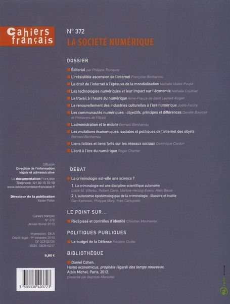 Produktbild: Cahiers Francais ; Developpement et Environnement