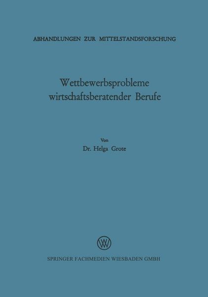 Produktbild: Wettbewerbsprobleme wirtschaftsberatender Berufe
