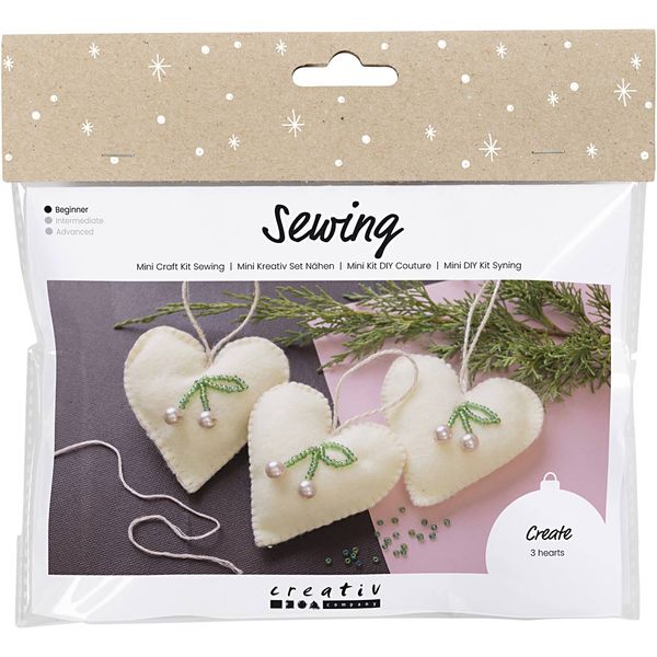 Produktbild: Creativ Company Mini Kreativ Set N&auml;hen, Herzen, Creme