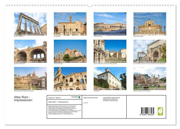 Produktbild: Altes Rom - Impressionen (hochwertiger Premium Wandkalender 2026 DIN A2 quer), Kunstdruck in Hochglanz
