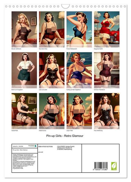 Produktbild: Pin-up Girls - Retro Glamour (Wandkalender 2026 DIN A3 hoch), CALVENDO Monatskalender