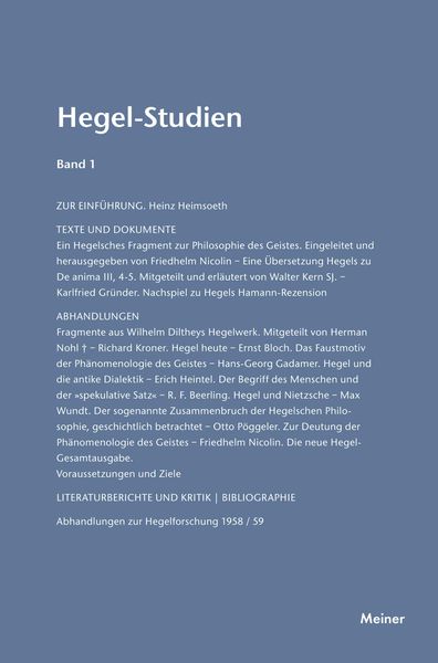 Produktbild: Hegel-Studien Band 1