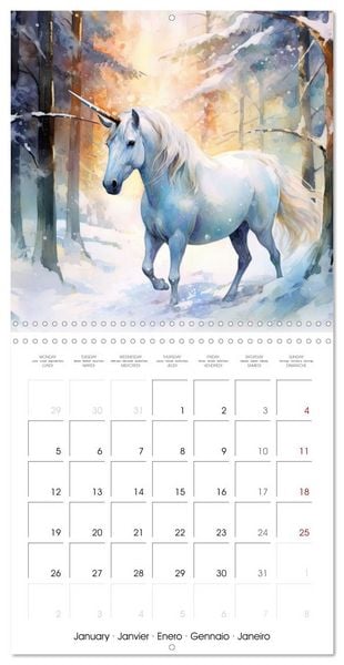 Produktbild: Licornes de conte de f&eacute;es (Calendrier mural carr&eacute; 2026 30x30 cm) Calendrier double avec une page pour vos prises de notes