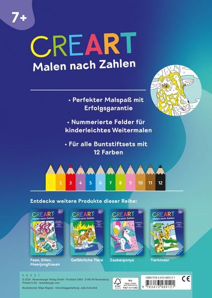 CreArt Malen nach Zahlen ab 7: Wilde Tiere
