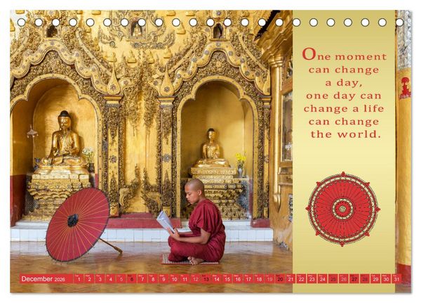Produktbild: BUDDHIST WISDOMS - THE RED UMBRELLA (Desk Calendar 2026 DIN A5 landscape), CALVENDO 12 Month DeskCalendar