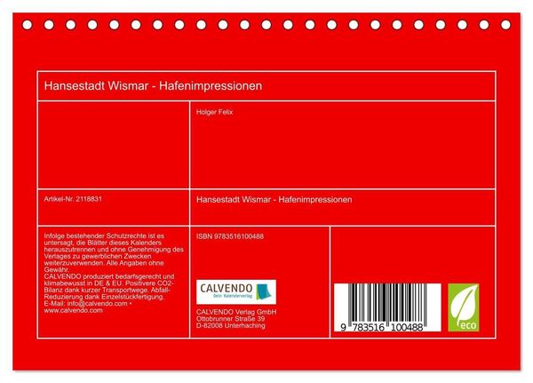 Produktbild: Hansestadt Wismar - Hafenimpressionen (Tischkalender 2026 DIN A5 quer), CALVENDO Monatskalender