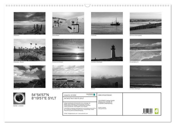 Produktbild: 54&deg;54'57"N 8&deg;19'51"E SYLT (Wandkalender 2026 DIN A2 quer), CALVENDO Monatskalender