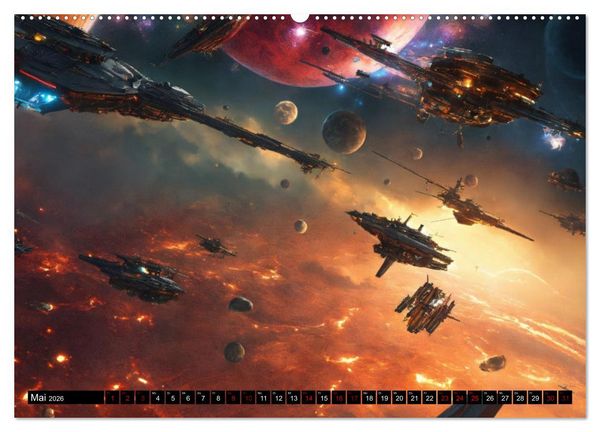 Produktbild: Futuristische Weltraumschlachten (hochwertiger Premium Wandkalender 2026 DIN A2 quer), Kunstdruck in Hochglanz