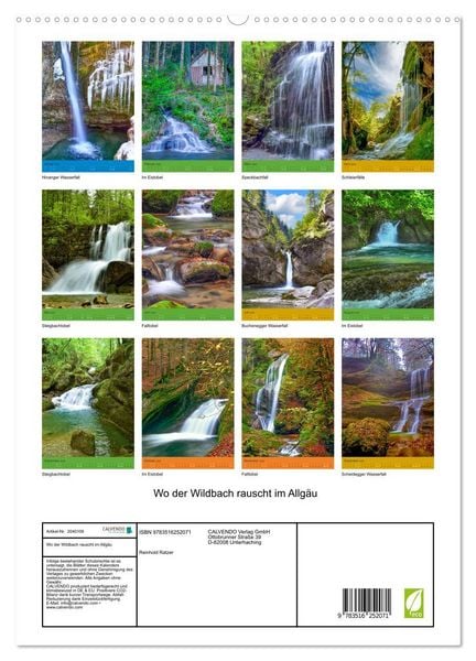 Produktbild: Wo der Wildbach rauscht im Allg&auml;u (hochwertiger Premium Wandkalender 2026 DIN A2 hoch), Kunstdruck in Hochglanz