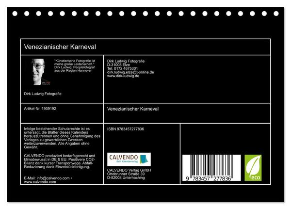 Produktbild: Venezianischer Karneval (Tischkalender 2026 DIN A5 quer), CALVENDO Monatskalender