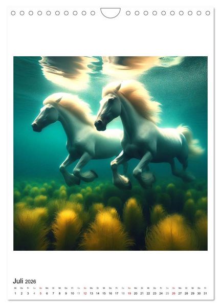Produktbild: Pferde unter Wasser - Saddle up, die Tauchfahrt beginnt (Wandkalender 2026 DIN A4 hoch), CALVENDO Monatskalender