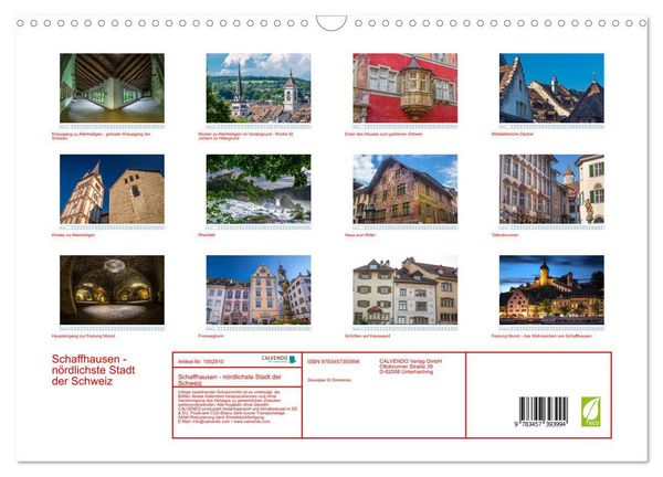 Produktbild: Schaffhausen - n&ouml;rdlichste Stadt der Schweiz (Wandkalender 2026 DIN A3 quer), CALVENDO Monatskalender