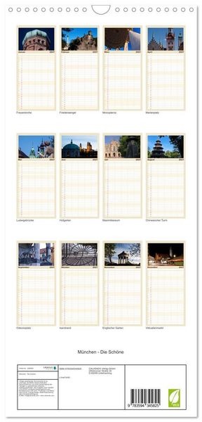 Produktbild: Familienplaner 2027 - M&uuml;nchen - Die Sch&ouml;ne mit 5 Spalten (Wandkalender, 21 x 45 cm) CALVENDO