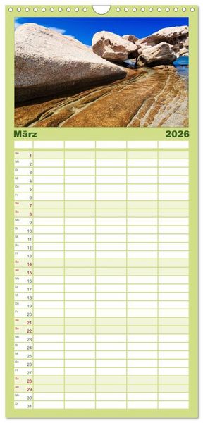 Produktbild: Familienplaner 2026 - Sardinien - Traumstr&auml;nde am Mittelmeer mit 5 Spalten (Wandkalender, 21 x 45 cm) CALVENDO