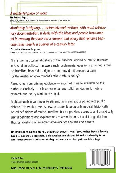 Produktbild: The Origins Of Multiculturalism In Australian Politics 1945-1975