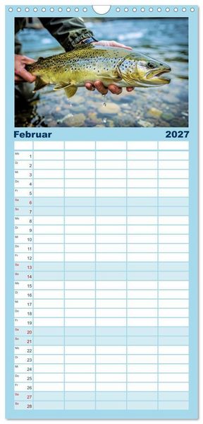 Produktbild: Familienplaner 2027 - Forellen im Fluss mit 5 Spalten (Wandkalender, 21 x 45 cm) CALVENDO