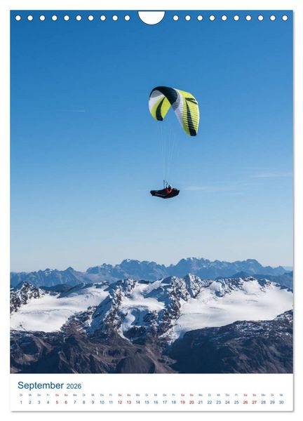 Produktbild: Paragliding - von gr&uuml;nen Wiesen zu schroffen Gletschen (Wandkalender 2026 DIN A4 hoch), CALVENDO Monatskalender