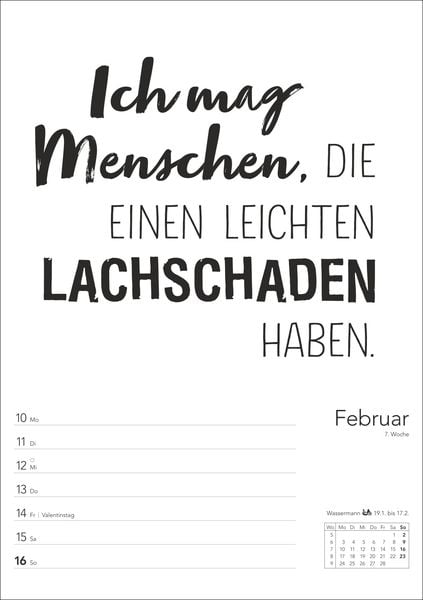 TypoSprücheKalender s/w Wochenplaner 2025 mit 53 witzigen Sprüchen