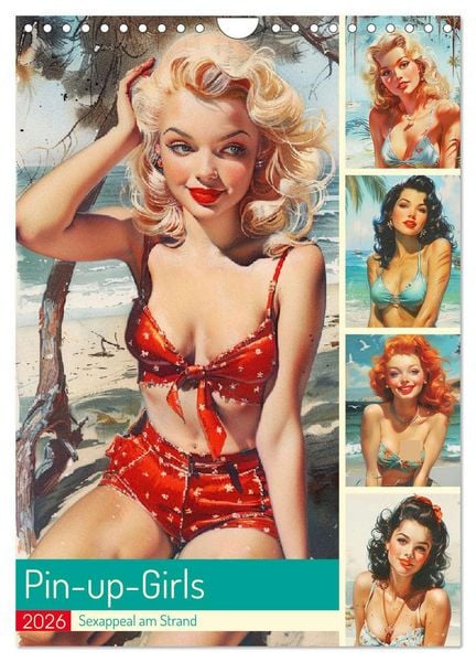 Produktbild: Pin-up-Girls. Sexappeal am Strand (Wandkalender 2026 DIN A4 hoch), CALVENDO Monatskalender