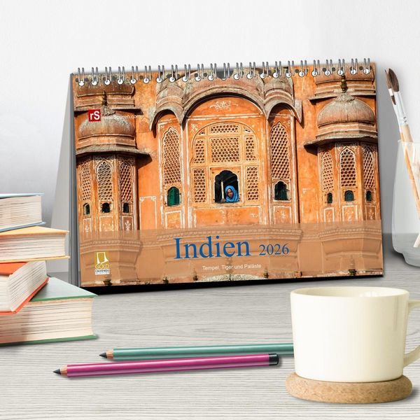Produktbild: Indien 2026 Tempel, Tiger und Pal&auml;ste (Tischkalender 2026 DIN A5 quer), CALVENDO Monatskalender