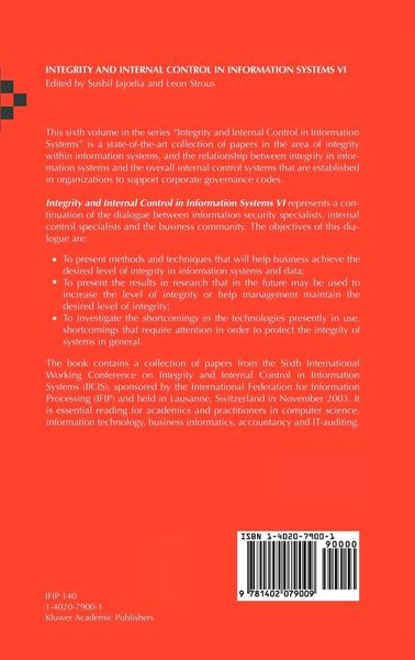 Produktbild: Integrity and Internal Control in Information Systems VI