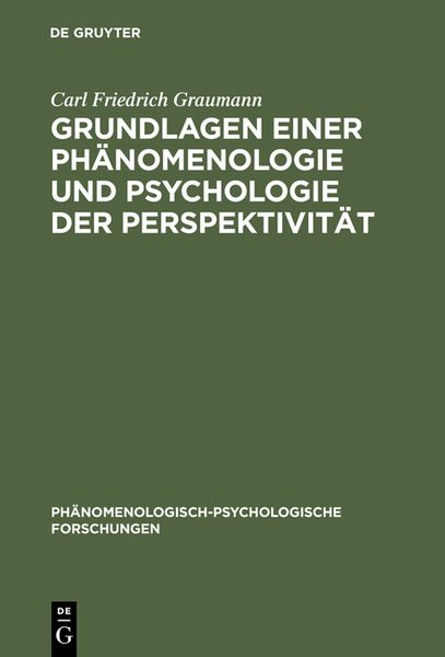 Grundlagen einer Phänomenologie und Psychologie der Perspektivität