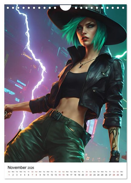 Produktbild: The Witches of Cyberpunk City (Wall Calendar 2026 DIN A4 portrait), CALVENDO 12 Month Wall Calendar