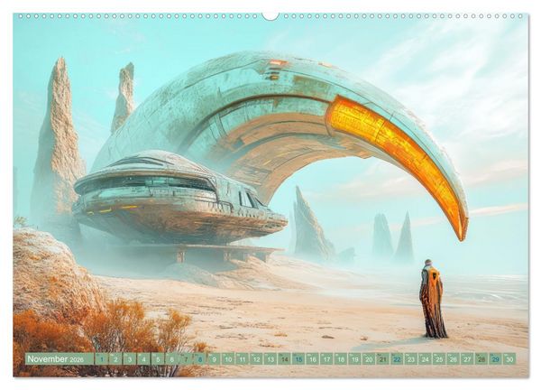 Produktbild: Fantasievolle Zukunftswelten - Science Fiction (Wandkalender 2026 DIN A2 quer), CALVENDO Monatskalender