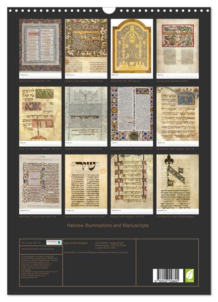 Produktbild: Hebrew Illuminations and Manuscripts (Wall Calendar 2026 DIN A3 portrait), CALVENDO 12 Month Wall Calendar