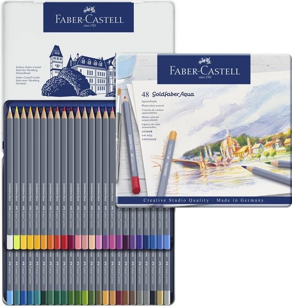 Produktbild: Faber-Castell Aquarellstifte Goldfaber Aqua, 48er Set Metalletui