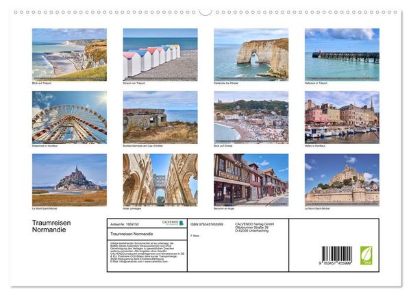 Produktbild: Traumreisen Normandie (hochwertiger Premium Wandkalender 2026 DIN A2 quer), Kunstdruck in Hochglanz