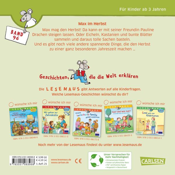 Produktbild: LESEMAUS 96: Max im Herbst