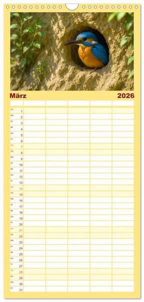 Produktbild: Familienplaner 2026 - Eisvogeltr&auml;ume am Wasser mit 5 Spalten (Wandkalender, 21 x 45 cm) CALVENDO