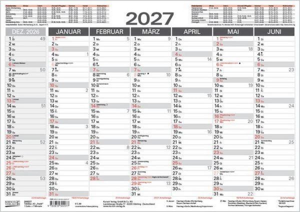 Produktbild: Tafelkalender A3 "Stabil" 2027