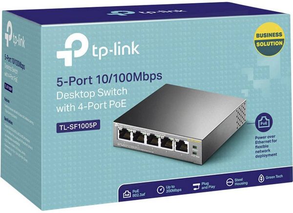 Produktbild: TP-LINK TL-SF1005P TL-SF1005P Netzwerk Switch 5 Port PoE-Funktion