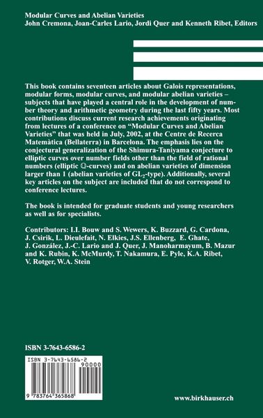 Produktbild: Modular Curves and Abelian Varieties