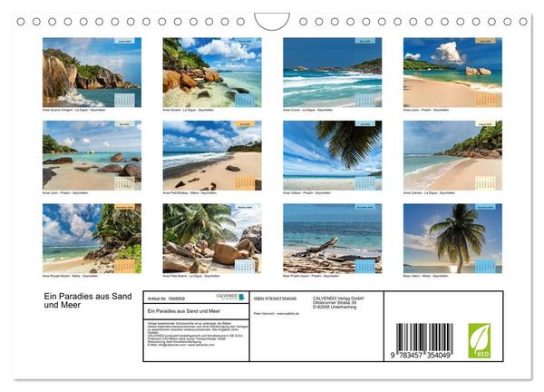 Produktbild: Ein Paradies aus Sand und Meer (Wandkalender 2026 DIN A4 quer), CALVENDO Monatskalender
