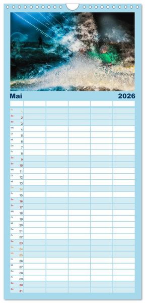 Produktbild: Familienplaner 2026 - Kitesurfen extrem cool mit 5 Spalten (Wandkalender, 21 x 45 cm) CALVENDO