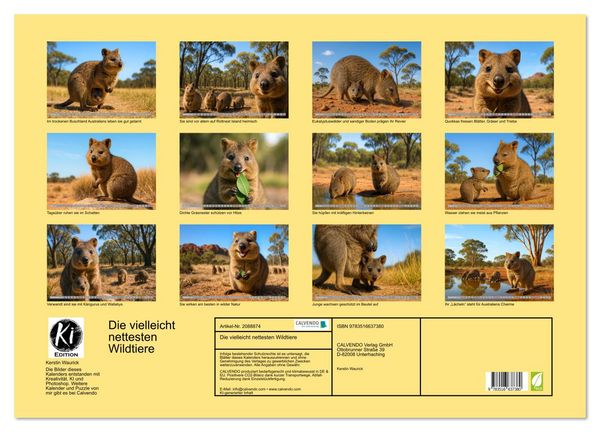 Produktbild: Die vielleicht nettesten Wildtiere (Wandkalender 2026 DIN A2 quer), CALVENDO Monatskalender