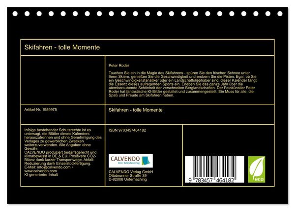 Produktbild: Skifahren - tolle Momente (Tischkalender 2026 DIN A5 quer), CALVENDO Monatskalender
