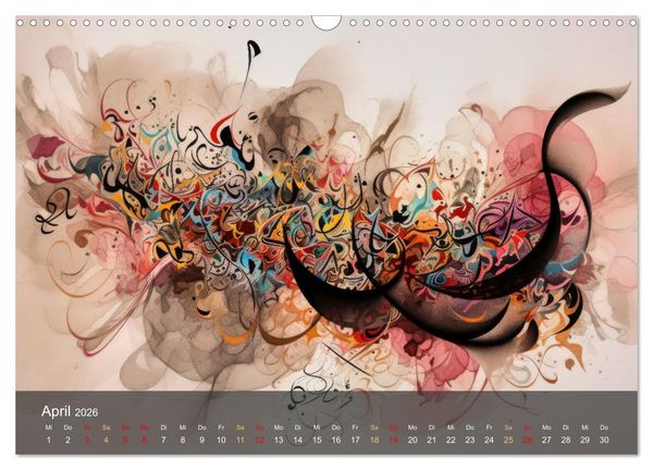 Produktbild: Arabische Kalligraphie in Kunstform (Wandkalender 2026 DIN A3 quer), CALVENDO Monatskalender