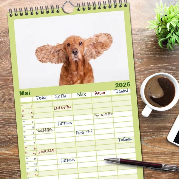 Produktbild: Familienplaner 2026 - SCHLAPPOHREN mit 5 Spalten (Wandkalender, 21 x 45 cm) CALVENDO