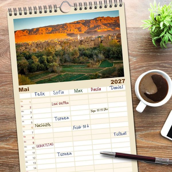 Produktbild: Familienplaner 2027 - Marokko: Marrakesch, Atlas, Sahara, F&egrave;s mit 5 Spalten (Wandkalender, 21 x 45 cm) CALVENDO