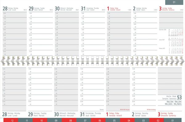 Produktbild: Tischquerkalender 1W/2S Register 2027